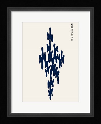 Framed Blue Woodblock I Print