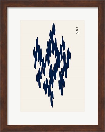 Framed Blue Woodblock III Print