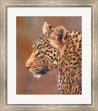 Framed Leopard Looking Left Print