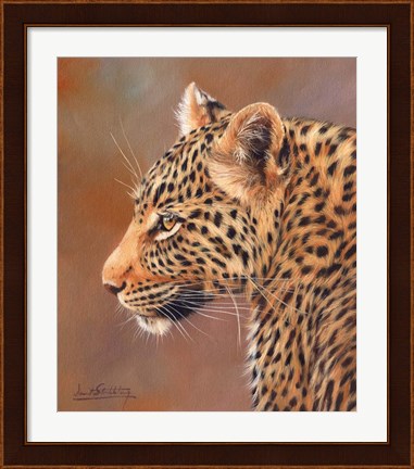 Framed Leopard Looking Left Print