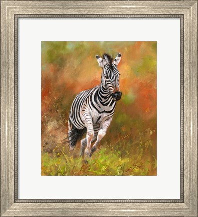 Framed Zebra Running Print