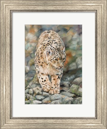 Framed Snow Leopard Stroll Print
