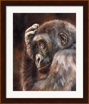Framed Gorilla Contemplating Print