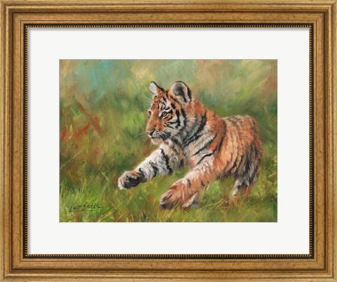 Framed Tiger Cub Running Print
