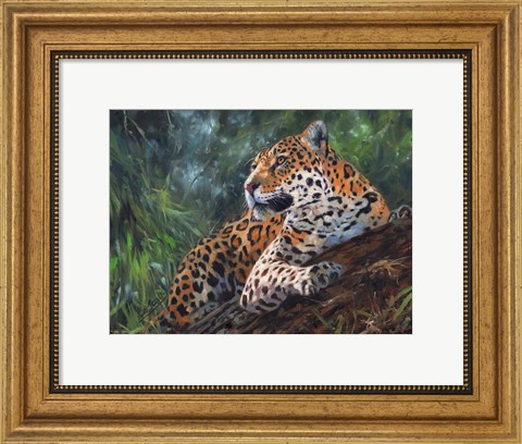 Framed Jaguar In Tree Print