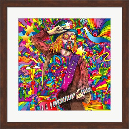 Framed Hippie Musician 3 Print