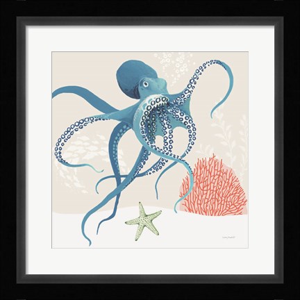 Framed Free As the Ocean II on Sand Print