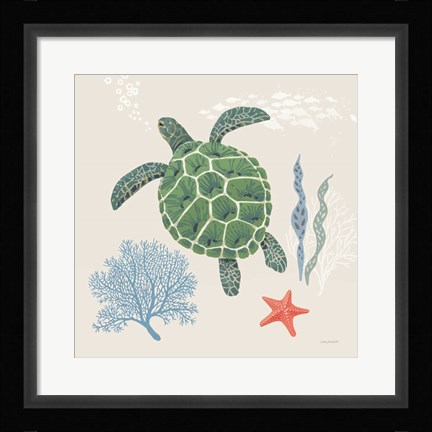 Framed Free As the Ocean III on Sand Print