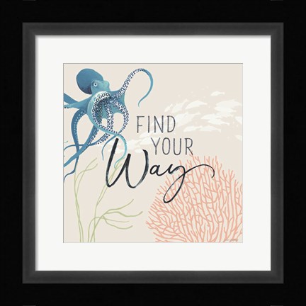 Framed Free As the Ocean VI on Sand Print