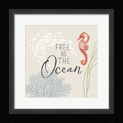 Framed Free As the Ocean IX on Sand Print