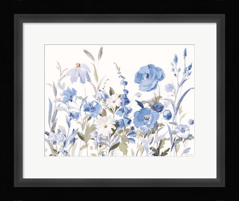 Framed Blue Boho Wildflowers Print