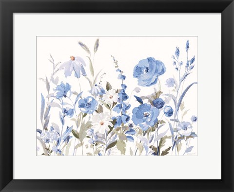 Framed Blue Boho Wildflowers Print