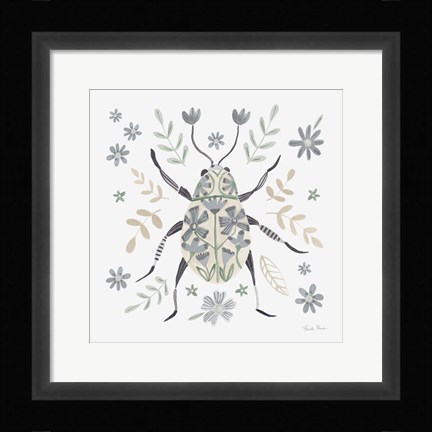 Framed Folk Beetle II Neutral Print