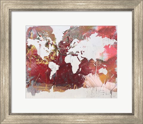 Framed Earthen Map of the World Print