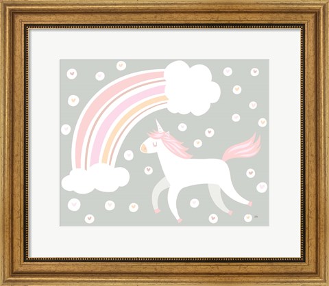 Framed Happy Unicorn Neutral Print