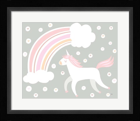 Framed Happy Unicorn Neutral Print