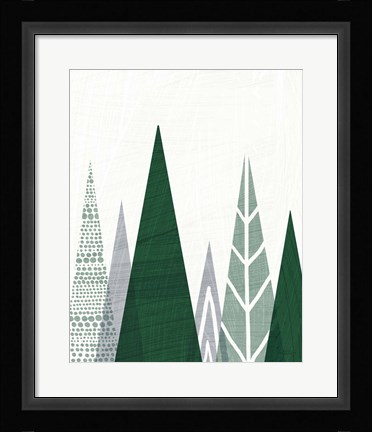 Framed Geometric Forest II Green Gray Print