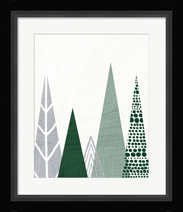 Framed Geometric Forest III Green Gray Print