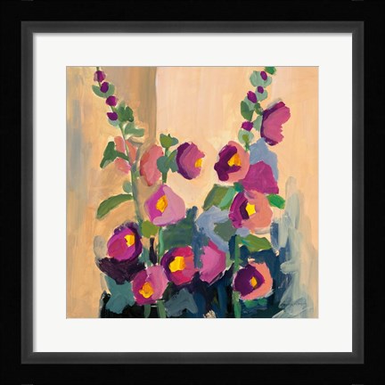 Framed Summer Hollyhocks Print