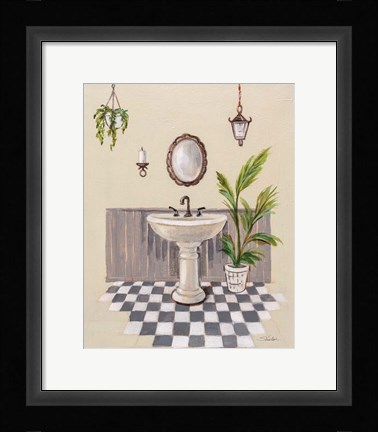 Framed Gray Cottage Bathroom II Print
