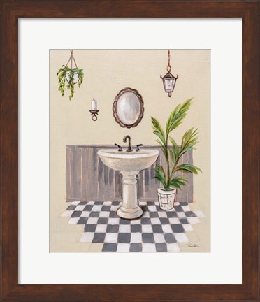 Framed Gray Cottage Bathroom II Print