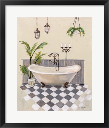 Framed Gray Cottage Bathroom I Print