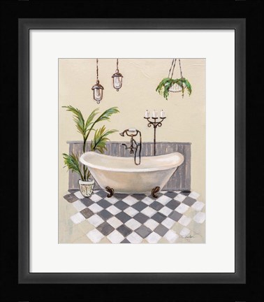 Framed Gray Cottage Bathroom I Print