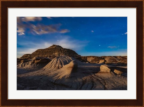 Framed Moonrise, Dinosaur Provincial Park Print