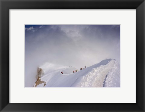 Framed Mountaineering on the Path from the Aiguille Du Midi, France Print