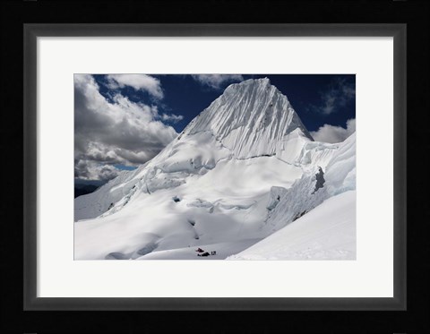 Framed Advanced Campsite on Nevado Alpamayo Mountain, Peru Print