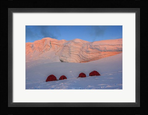 Framed Base Camp at Nevado Alpamayo &amp; Nevado Quitaraju in Peru Print