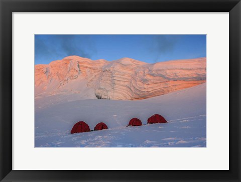 Framed Base Camp at Nevado Alpamayo &amp; Nevado Quitaraju in Peru Print