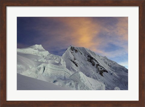 Framed Sunset on Quitaraju Mountain in the Cordillera Blanca in the Andes Of Peru Print
