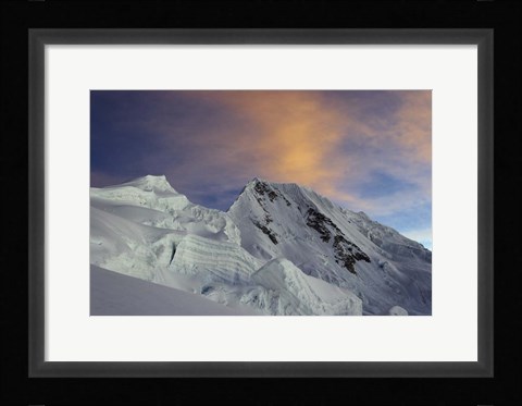 Framed Sunset on Quitaraju Mountain in the Cordillera Blanca in the Andes Of Peru Print