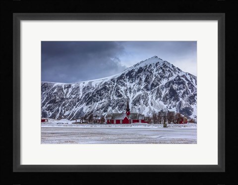 Framed Small Norwegian Village in Winter, Norway Print