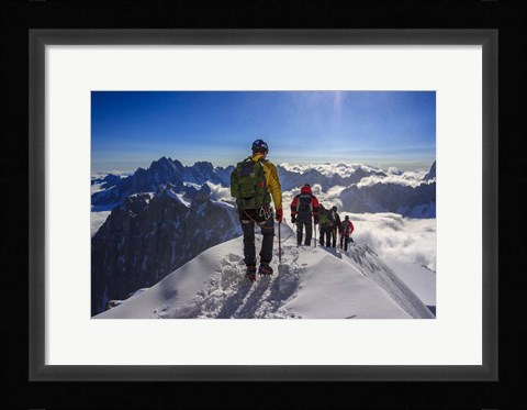 Framed Mountain Climbers Descending Print