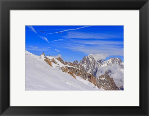 Framed Panoramic Mont Blanc Cable Car Crossing the Glacier Print