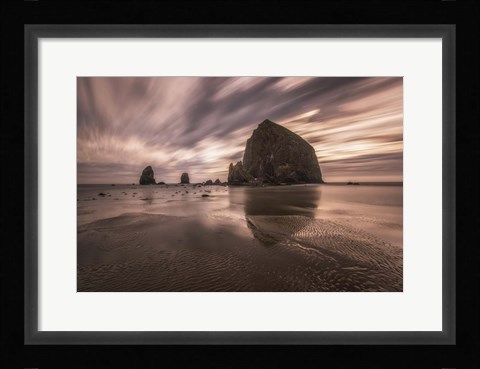 Framed Sunset on a Beach in Seattle, Washington Print