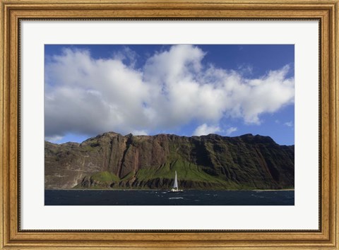 Framed Sailboat Along the Na Pali Coast, Kauai Print