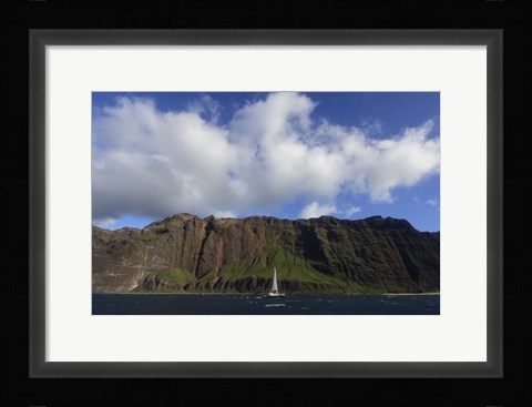 Framed Sailboat Along the Na Pali Coast, Kauai Print