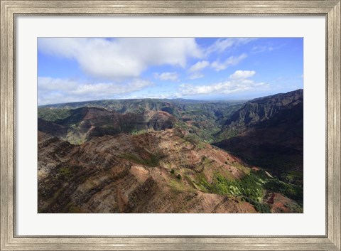 Framed Aerial View Of Waimea Canyon, Kauai, Hawaii Print
