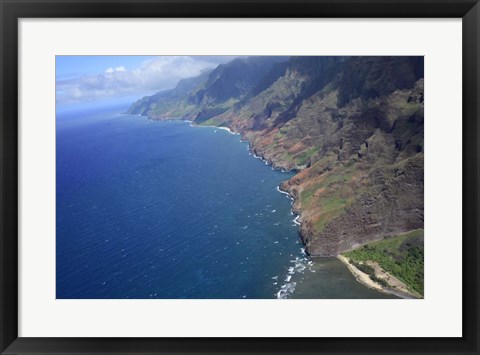 Framed Aerial View Of Na Pali Coast Print