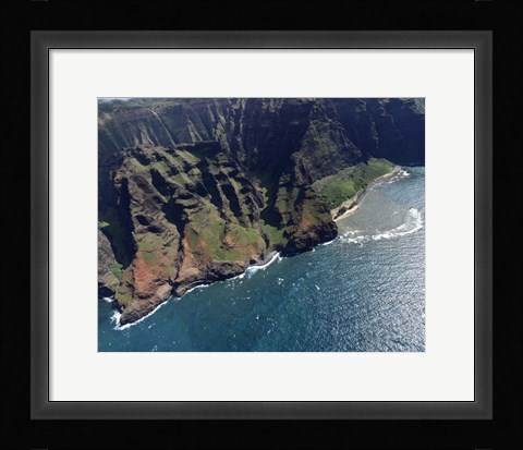 Framed Aerial View Of Na Pali Coast, Kauai, Hawaii Print