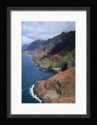 Framed Aerial View Of Na Pali Coast, Kauai, Hawaii Print