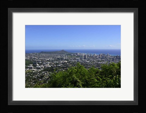 Framed Lookout Overlooking Honolulu, Oahu, Hawaii Print