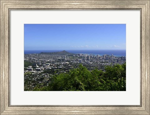 Framed Lookout Overlooking Honolulu, Oahu, Hawaii Print