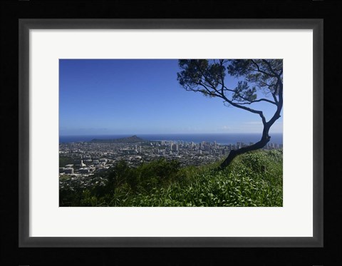 Framed View from Tantalus Lookout Overlooking Honolulu, Oahu, Hawaii Print