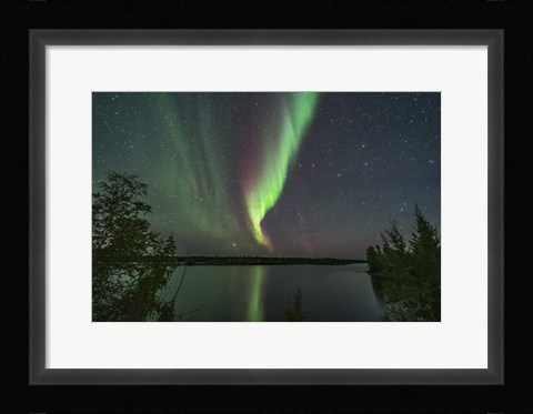 Framed Aurora and Big Dipper Over Tibbitt Lake Near Yellowknife Print