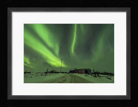 Framed Aurora and Cassiopeia Over the Churchill Northern Studies Centre Print
