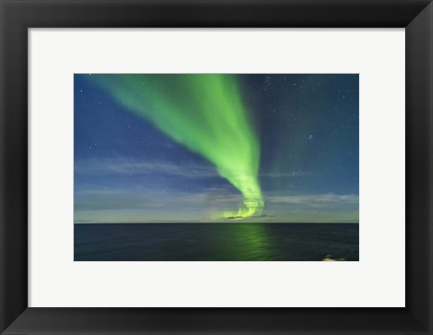 Framed Aurora in Moonlight Over the Barents Sea Print